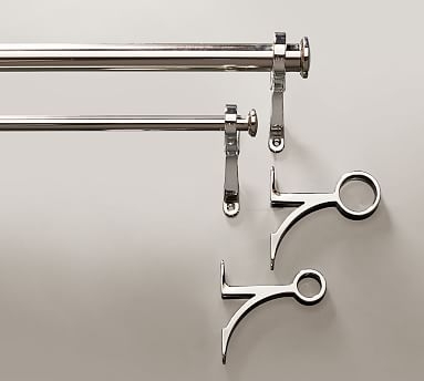 PB Standard Drape Rod &amp; Wall Bracket, 1.25" diam., Large, Polished Nickel Finish - Image 1