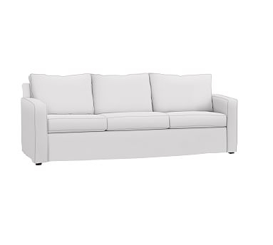 Cameron Square Arm Sleeper Sofa Slipcover, Twill White - Image 1
