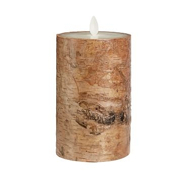 Premium Flickering Flameless Pillar Candle, Birch, 3"x6" - Image 0
