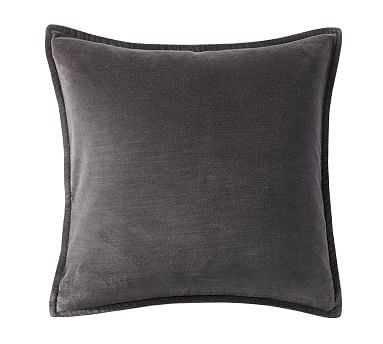 Washed Velvet Pillow Cover 20 x 20", Ebony - Image 0