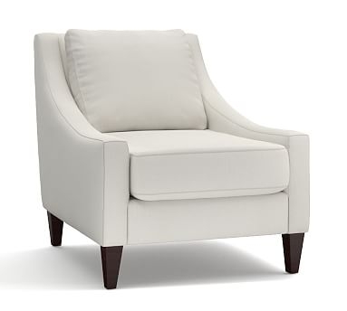 Aiden Upholstered Armchair, Polyester Wrapped Cushions, Washed Linen/Cotton Ivory - Image 0