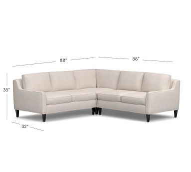 Beverly Upholstered 3 Piece L-Shaped Corner Sectional, Polyester Wrapped Cushions, Sunbrella(R) Performance Sahara Weave Oatmeal - Image 1