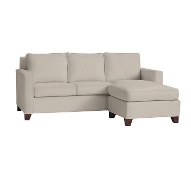 Cameron Square Arm Upholstered Sofa with Reversible Chaise Sectional, Polyester Wrapped Cushions, Sunbrella(R) Performance Sahara Weave Oatmeal - Image 0