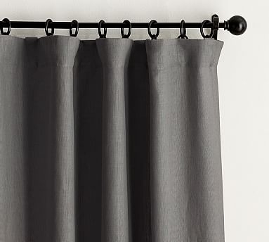 Belgian Flax Linen Drape, Unlined, 50x96", Charcoal - Image 0