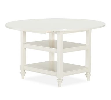 Shayne Round Drop-Leaf Kitchen Table, Antique White, 26" - 54" L - Image 0