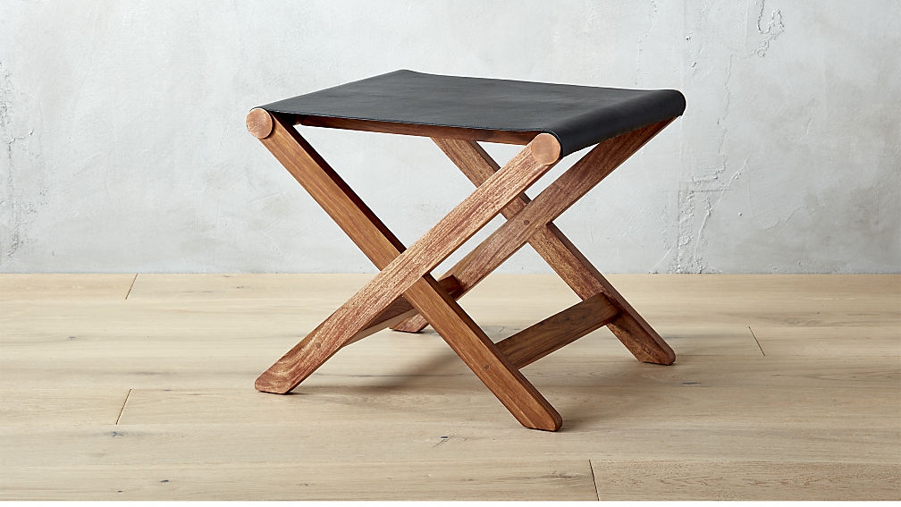 curator black leather stool-table - Image 0