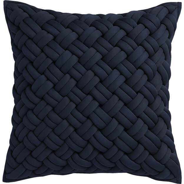 "20"" jersey interknit navy pillow with down-alternative insert" - Image 2