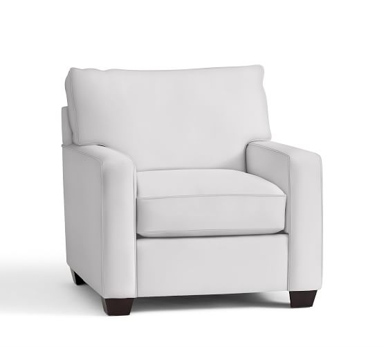 BUCHANAN SQUARE ARM UPHOLSTERED ARMCHAIR, Twill, White - Image 0