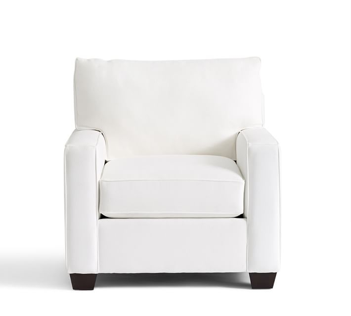 BUCHANAN SQUARE ARM UPHOLSTERED ARMCHAIR, Twill, White - Image 1