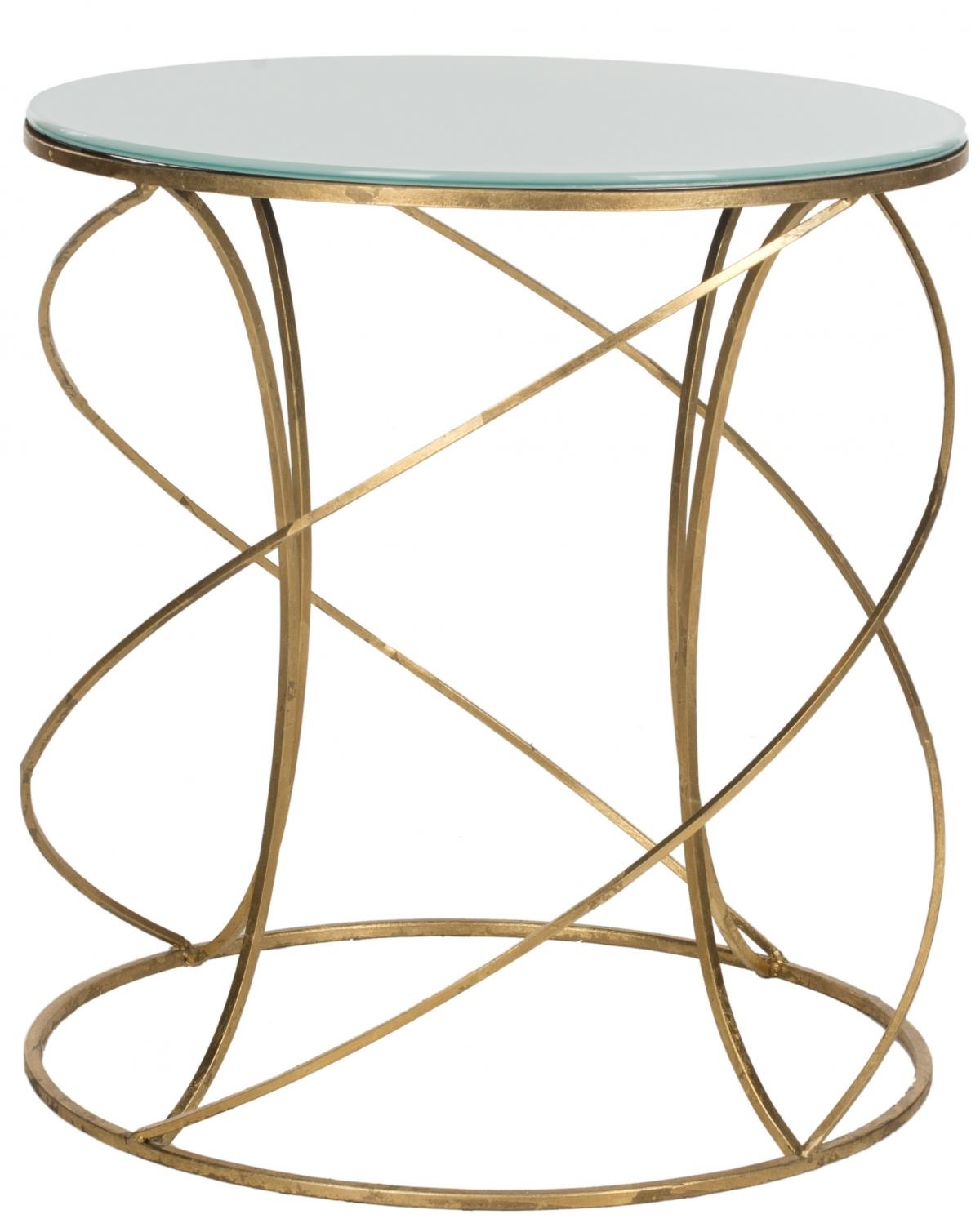 Cagney Glass Top Round Accent Table - Gold/White - Arlo Home - Image 0