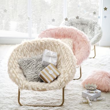 Himalayan Ivory Faux-Fur Hang-A-Round Chair - Image 1