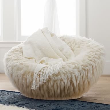 Winter Fox Faux-Fur Groovy Swivel Chair - Image 1