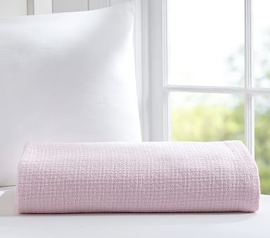 Organic Cotton Woven Blanket, Pale Pink, Twin - Image 0