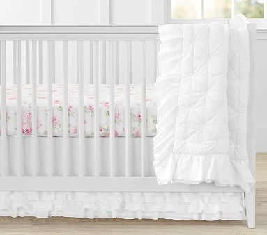 Organic Sadie Ruffle Toddler Quilt, White - Image 0