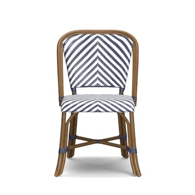 Parisian Bistro Woven Side Chair, Blue/White - Image 0