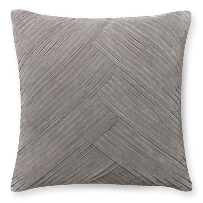 Pleated Velvet Pillow Cover, 22" X 22", Steeple Grey - Image 0