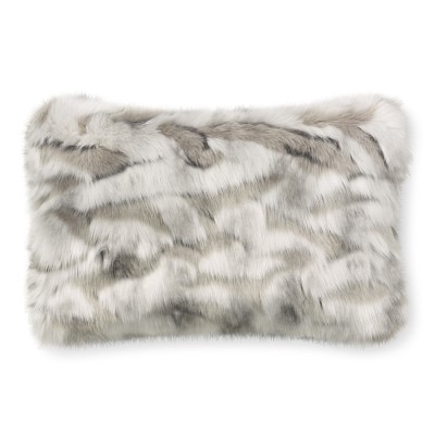 Faux Fur Pillow Cover, 14" X 22", Gray Fox - Image 0