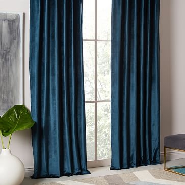 Luster Velvet Curtain, Regal Blue, 48"X108" - Image 1