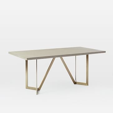 Tower Dining Table, 72", Concrete, Blackened Brass - Image 0
