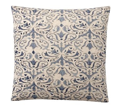 Reilley Embroidered Pillow Cover, Blue, 22" x 22" - Image 0