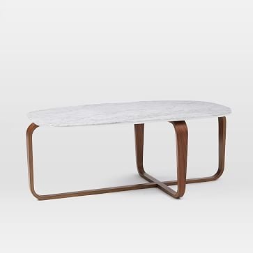 Leigh Coffee Table, Marble / Walnut - Image 1