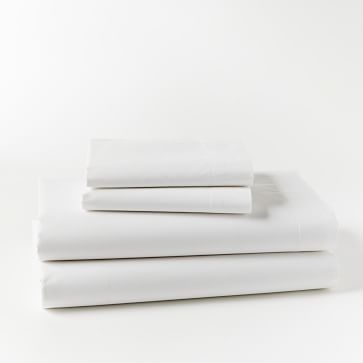 400 Thread Count Organic Cotton Percale Sheet Set, King, White - Image 1