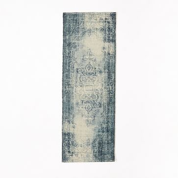 Distressed Arabesque Wool Rug, 8 x 10', Midnight - Image 2