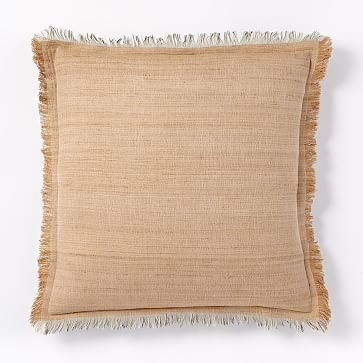 Textured Silk Fringe Pillow Cover, 20"x20", Gold Dust - Image 1