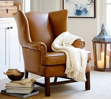 Thatcher Leather Armchair, Polyester Wrapped Cushions, Leather Burnished Bourbon - Image 2