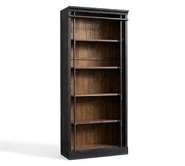 Gavin Reclaimed Wood Bookcase, Crafted Black/Natural Pine, 39.5"L x 90.5"H - Image 1