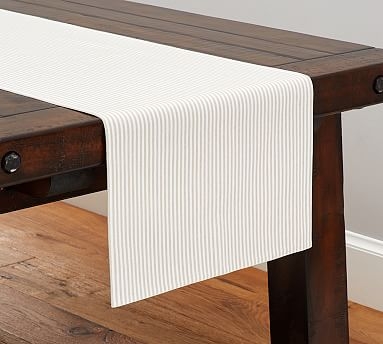 Wheaton Striped Cotton/Linen Table Runner - Flax - Image 1