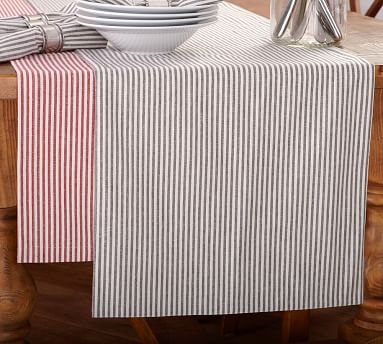 Wheaton Striped Cotton/Linen Table Runner - Charcoal - Image 0