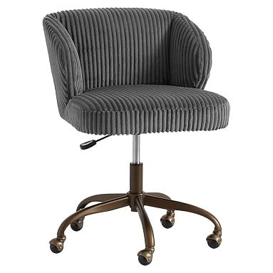 Charcoal Chamois Wingback Desk Chair - Image 1