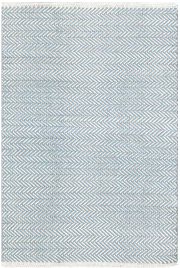 HERRINGBONE SWEDISH BLUE WOVEN COTTON RUG - 8' x 10' - Image 0