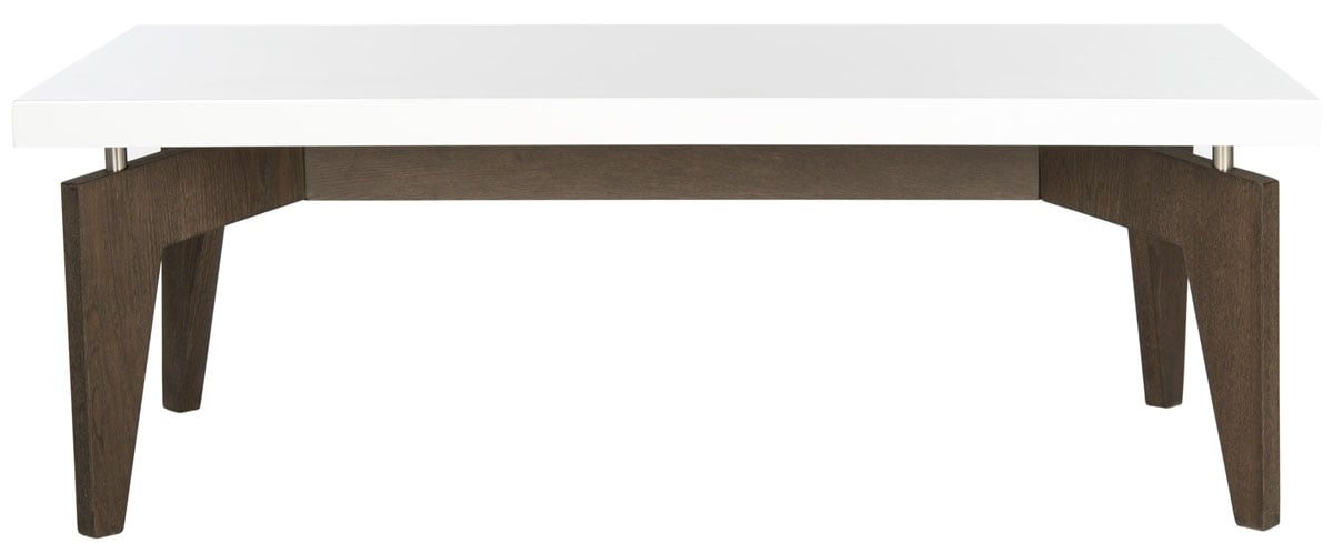 Josef Retro Lacquer Floating Top Coffee Table - White/Dark Brown - Arlo Home - Image 0