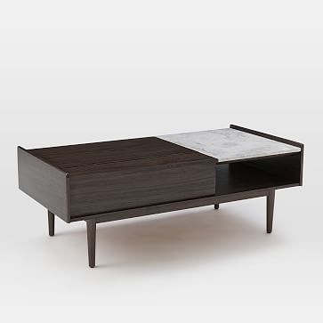 Mid-Century Pop Up Coffee Table, Dark Mineral/Marble - Image 1