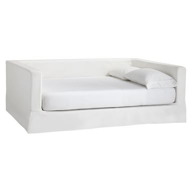 Jamie Slipcovered Daybed + Mattress Slipcover, Twin, White Twill, QS EXEL - Image 1