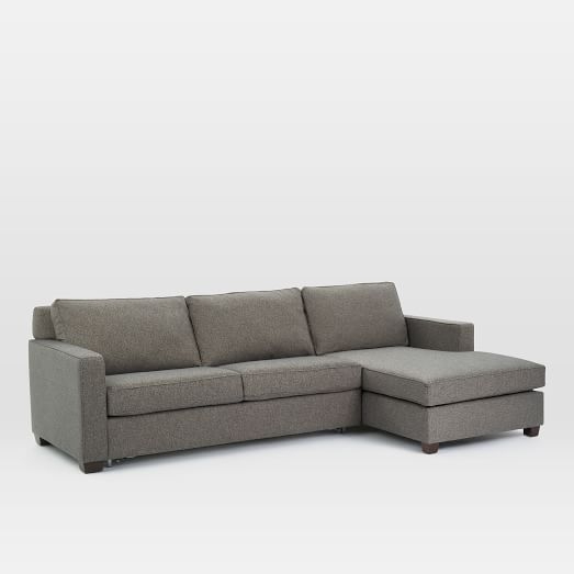 Henry® 2-Piece Pull-Down Full Sleeper Sectional w/ Storage: Left arm storage chaise - Chenille Tweed, Slate - Image 5