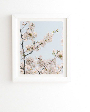 CHERRY BLOSSOMS IN SEOUL Framed Wall Art - 8" x 9.5" Basic White Frame - Image 0
