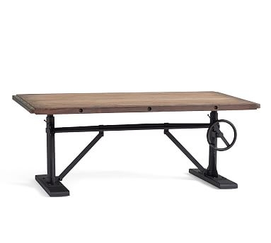 Pittsburgh Crank Coffee Table, Washed Pine, 48"L - Image 1