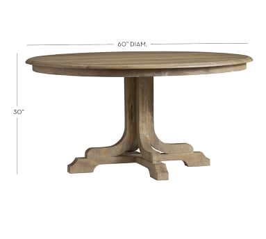 Linden Round Pedestal Dining Table, Belgian Gray, 60" D - Image 2