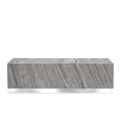 Travertine Rectangle Coffee Table, Travertine, Grey, Stainless Steel - Image 0