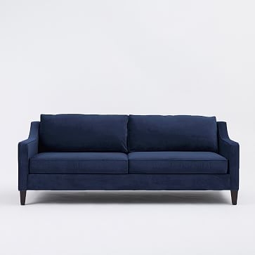 Paidge 72.5" Sofa, Poly Fill, Performance Velvet, Ink Blue, Cone Pecan - Image 2