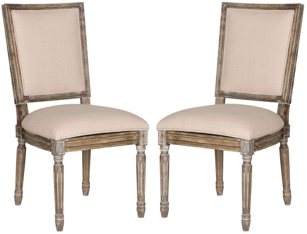 Buchanan 19''H French Brasserie Linen Rect Side Chair (Set of 2) - Beige/Rustic Oak - Arlo Home - Image 0