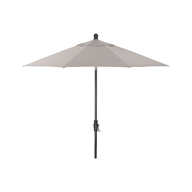 9' Round Sunbrella ® Silver Patio Umbrella with Tilt Black Frame - Image 1