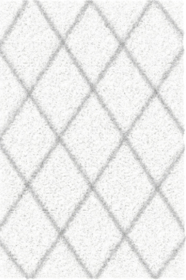 Porch & Den Williamsburg Havemeyer Moroccan Lattice Shag White Rug (6'7 x 9') - Image 0