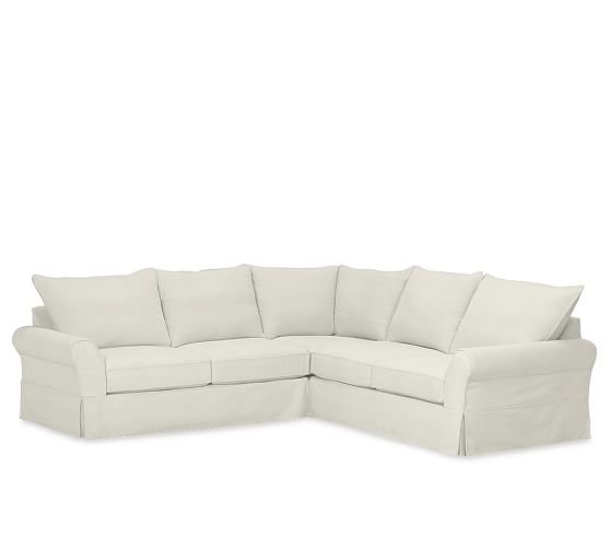 PB COMFORT ROLL ARM SLIPCOVERED 3-PIECE L-SHAPED SECTIONAL WITH CORNER - Image 0
