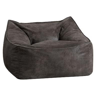 Textured Faux Suede Charcoal/Dark Gray Modern Lounger - Image 0