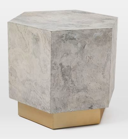 Geo Hex Side Table, Autumn White Slate - Image 0