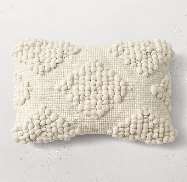 Textured Merino Wool Diamond Lumbar Pillow Cover, 21" x 13" - Image 0